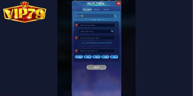 Rút Tiền VIP79 – Nhanh Gọn Và Tiện Lợi Cho Tân Thủ 3 Người chơi cần đảm bảo mình đã điền đúng thông tin cá nhân khi thực hiện rút tiền.